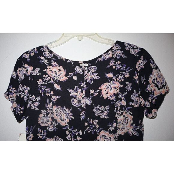 Billabong J201EFES Women's Sz S Black Floral Short Sleeve Button Front Romper - Picture 4 of 13